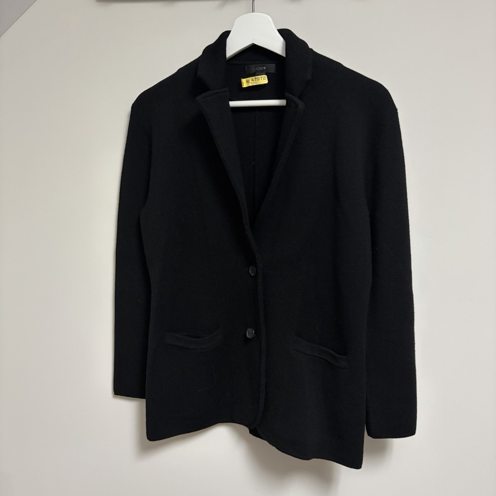 J.Crew Merino Wool Sweater Blazer Black XXS Oversized Relaxed Cardigan